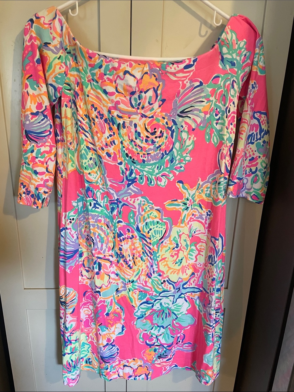 Lilly Pulitzer Bright Pink Floral Off-Shoulder Women’s Dress